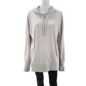 RBX Active Women Pullover Hoodies Beige Drawstring Long Sleeve Size L